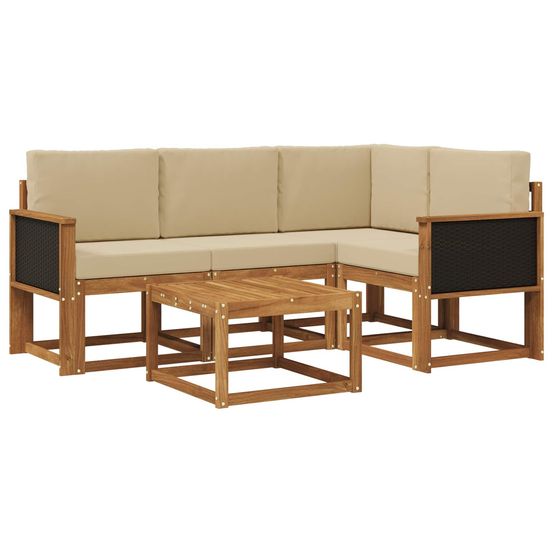 Ensemble de canapés d'extérieur 5 pc naturel et beige polyester