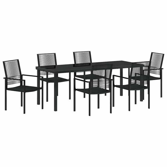 Ensemble de salle à manger pour jardin 7 pcs noir