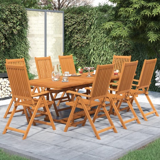 Ensemble à manger de jardin 9 pcs bois d'acacia massif