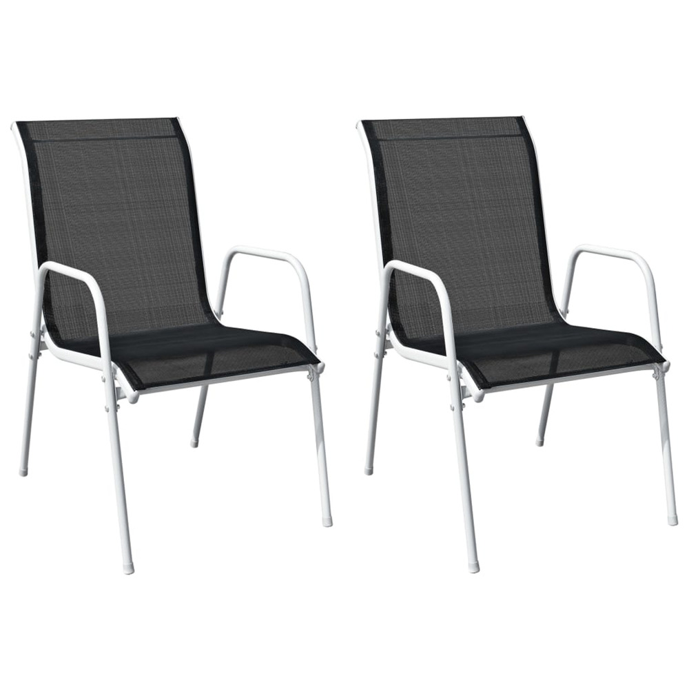 Chaises empilables de jardin lot de 2 acier et textilène noir