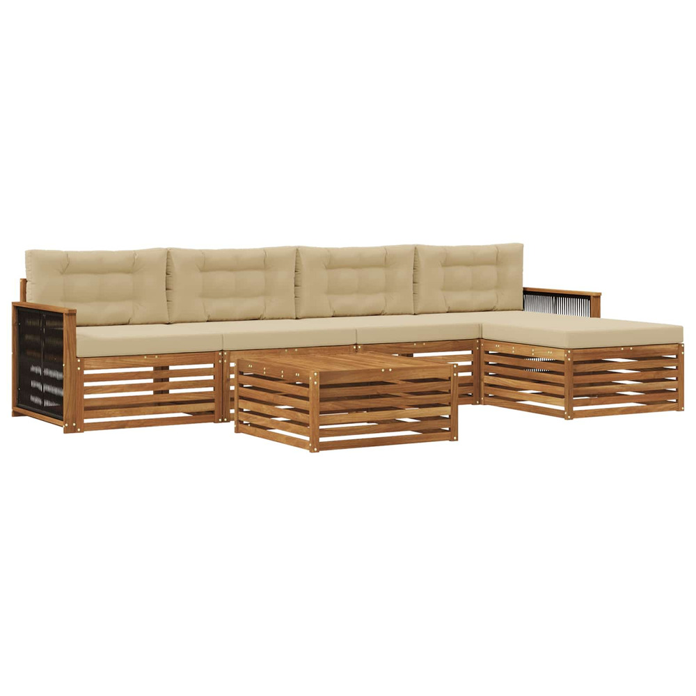 Ensemble de canapés d'extérieur 6 pcs naturel et beige