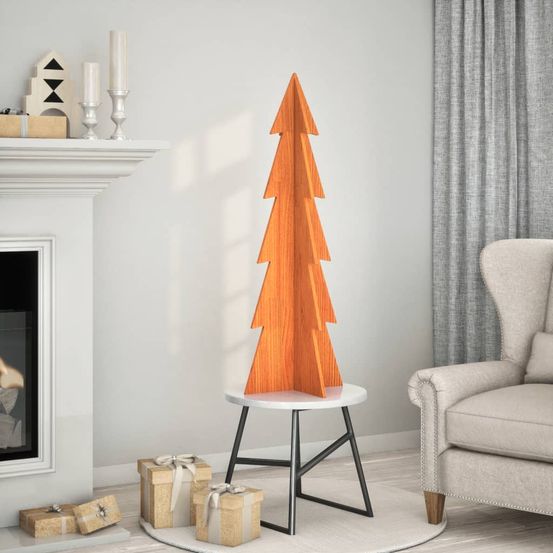 Grand sapin de noël en bois rustique décoration chalet intérieur 112 cm