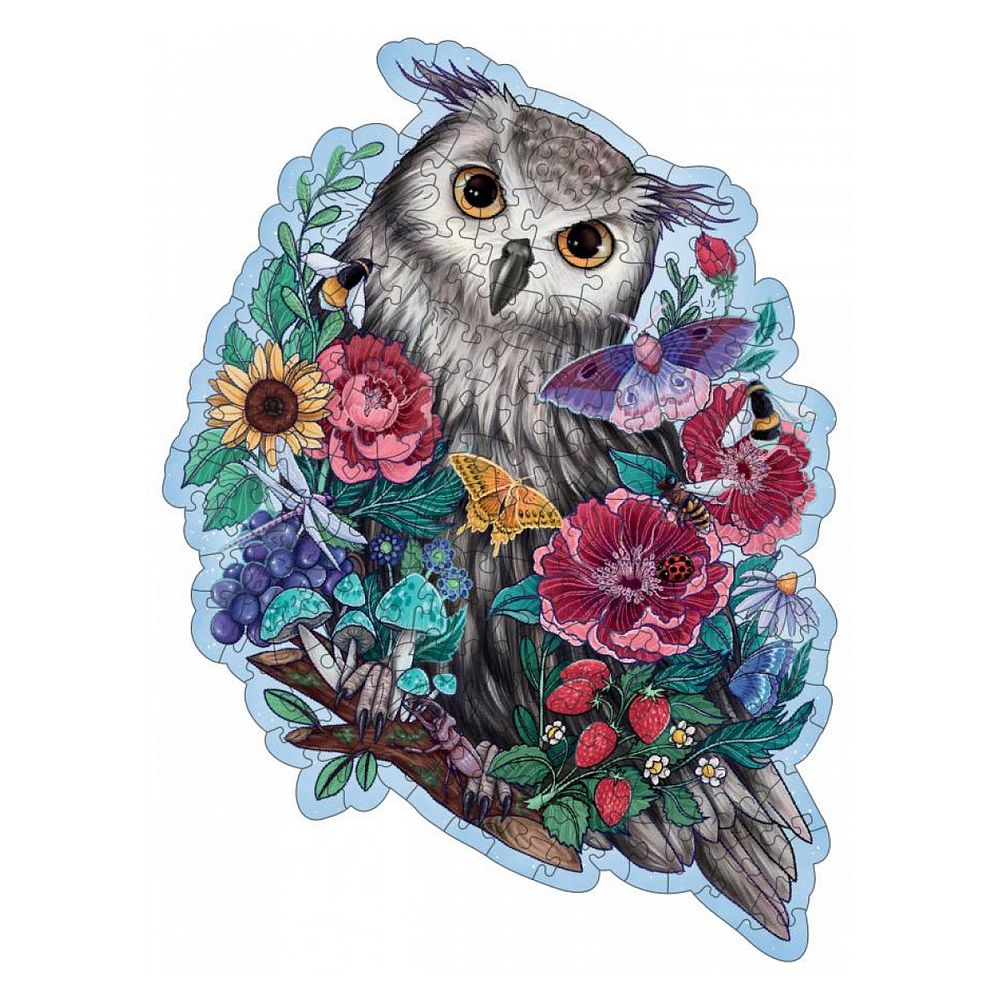 Puzzle en bois - hibou floral - 150 pcs