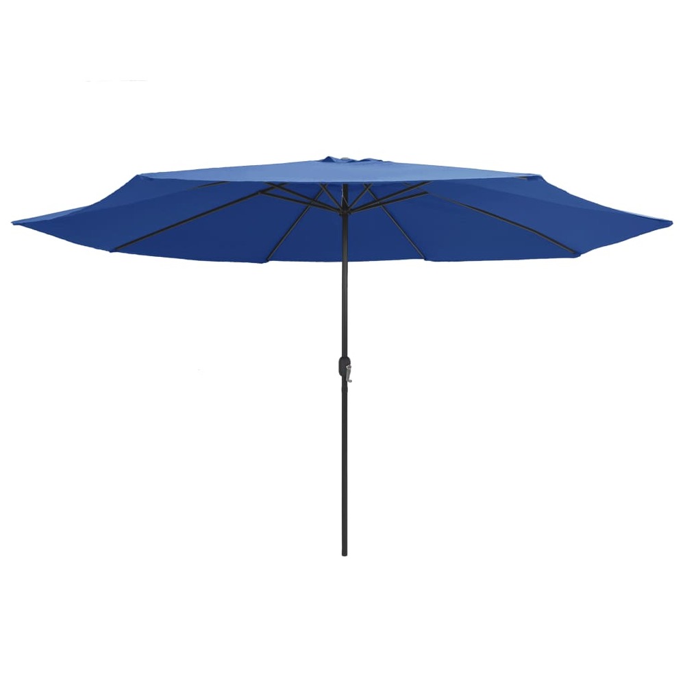 Parasol de jardin avec mât en métal 390 cm bleu azuré