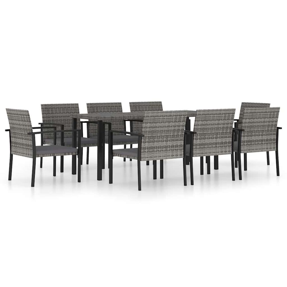 Ensemble à manger de jardin 9 pcs résine tressée gris