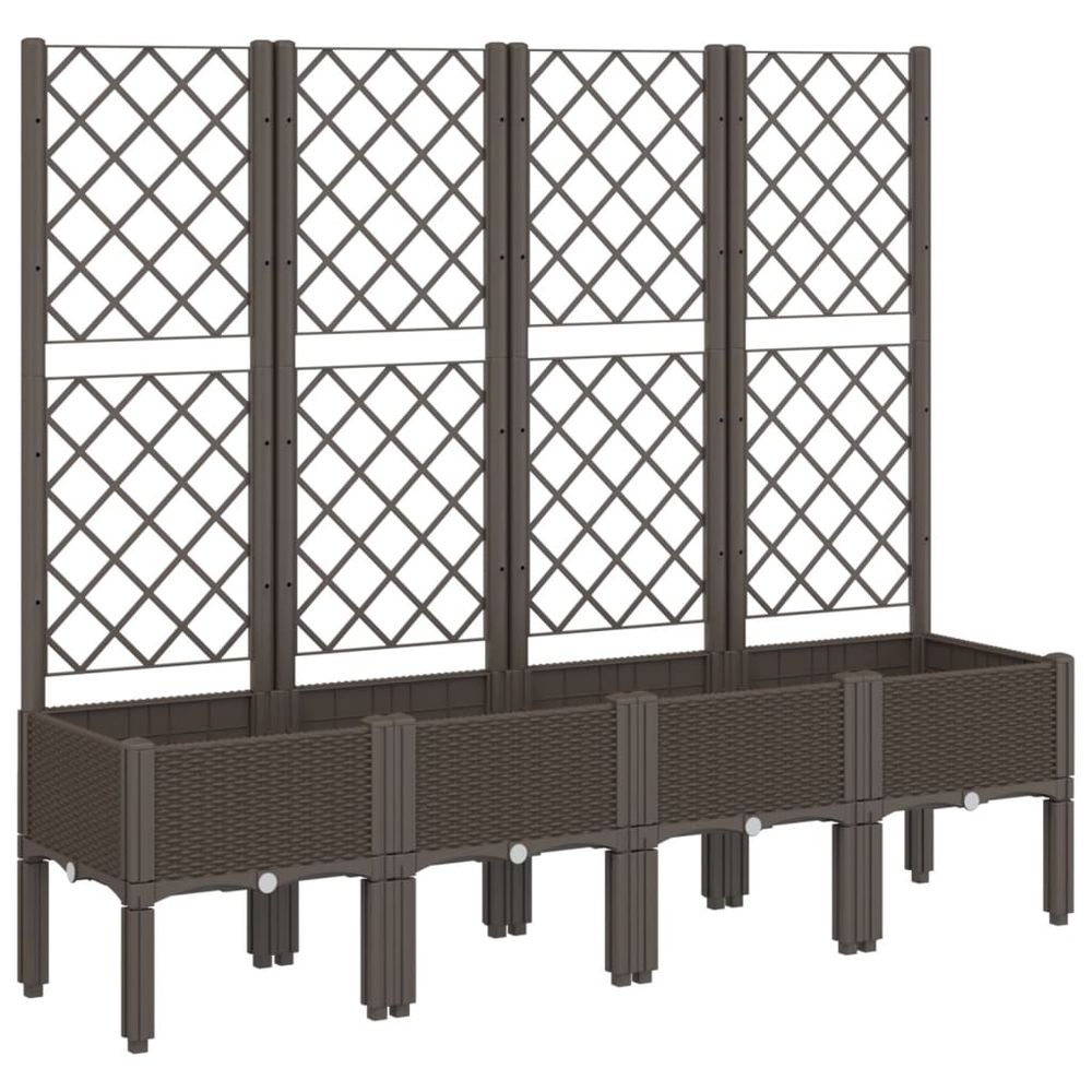 Jardinière avec treillis marron 160x40x142 cm pp