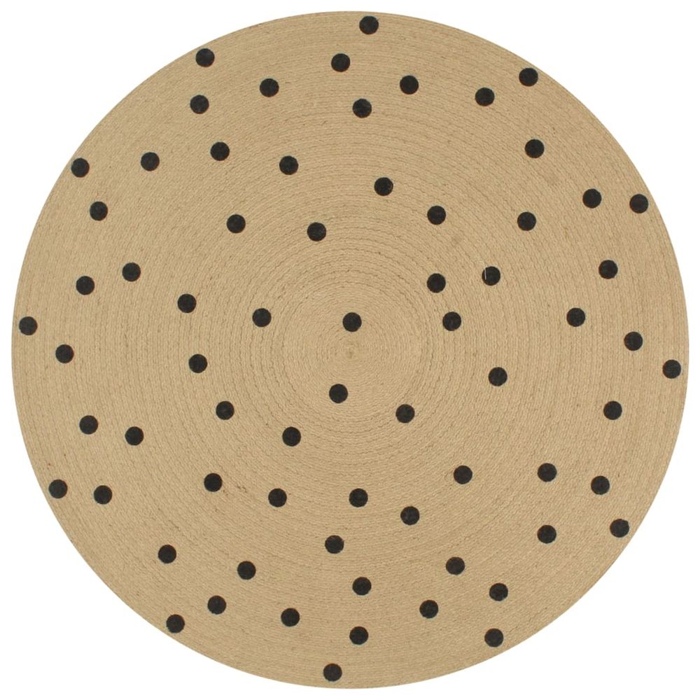 Tapis fait à la main jute avec imprimé à pois 120 cm