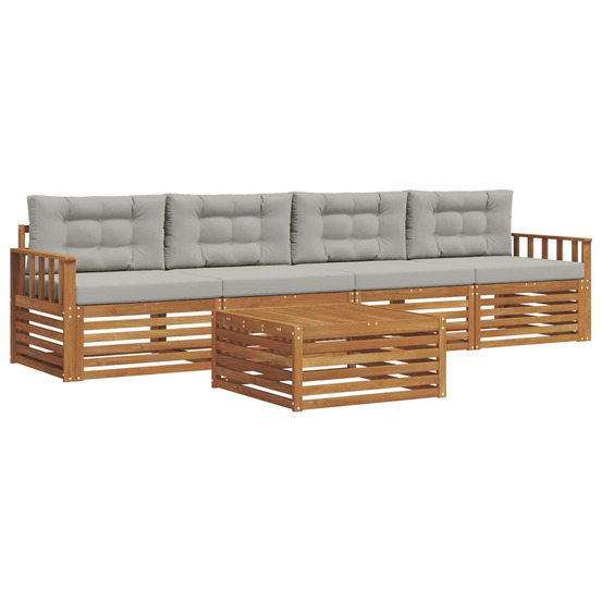 Ensemble de canapés d'extérieur 5 pcs gris naturel et clair