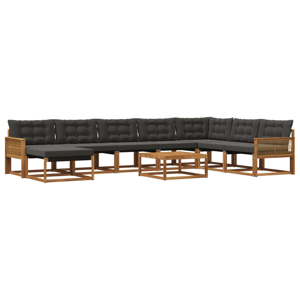 Ensemble de canapés d'extérieur 9 pcs naturel et noir