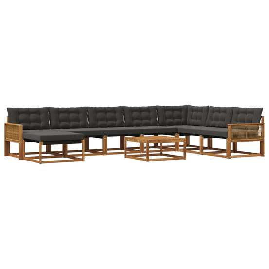 Ensemble de canapés d'extérieur 9 pcs naturel et noir