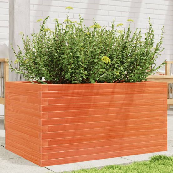 Grande jardinière large cire marron pour potager 90x60cm