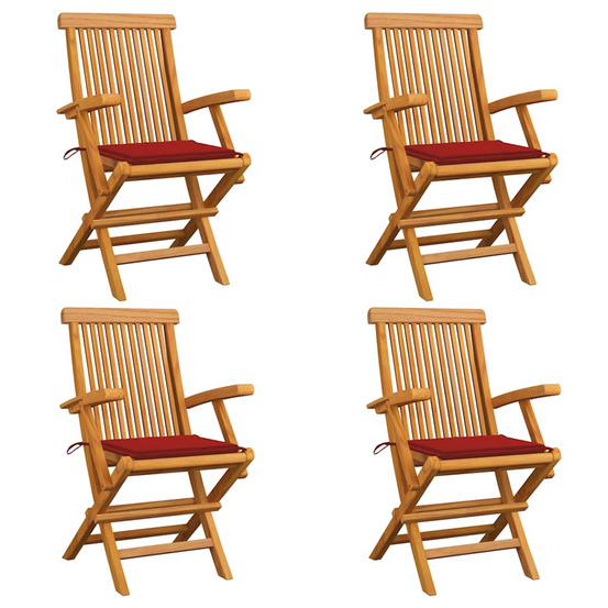 Chaises de jardin avec coussins rouge