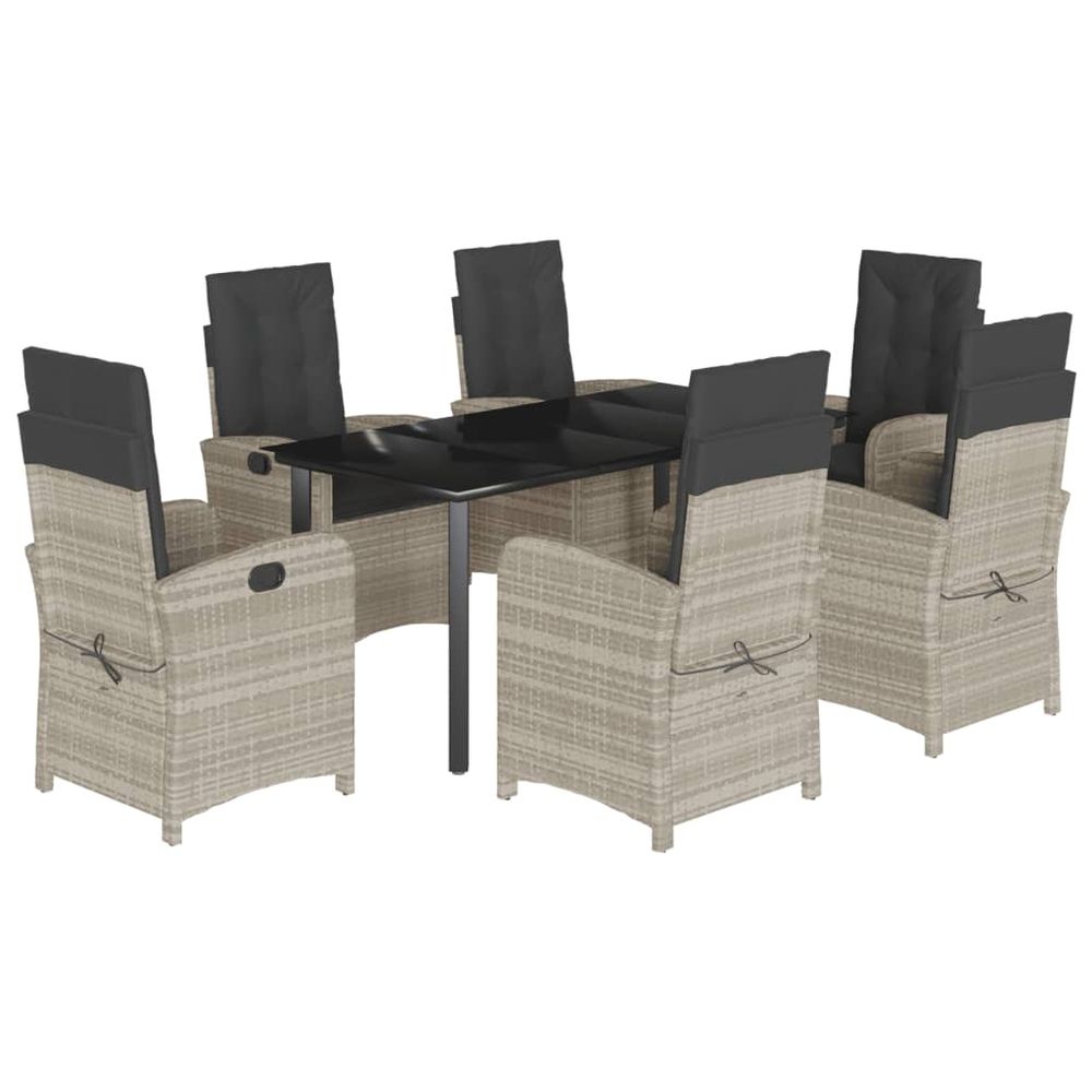Ensemble à manger de jardin et coussins 7 pcs gris clair rotin