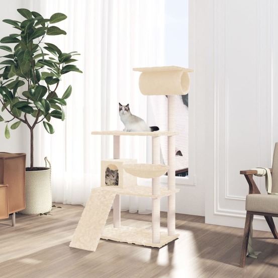 Arbre à chat avec griffoirs en sisal crème 131 cm
