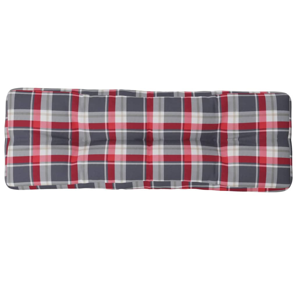 Coussin de palette motif à carreaux rouge 120x40x12 cm tissu