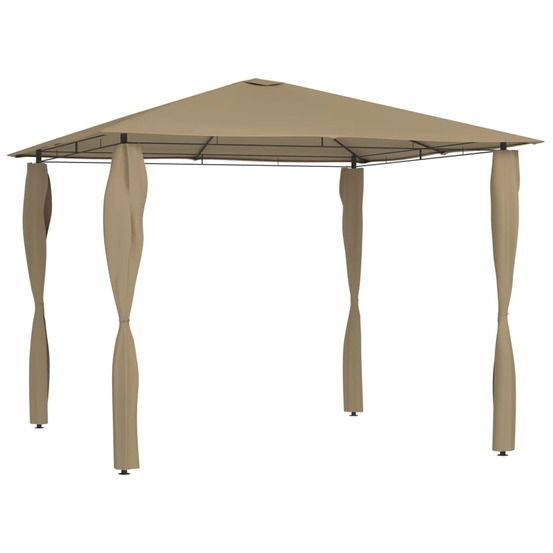 Belvédère avec revêtement de poteaux 3x3x2,6 m taupe 160 g/m²