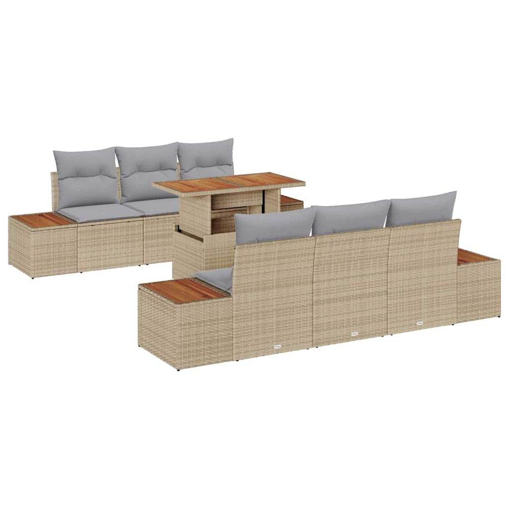 Ensemble de canapé de jardin 7 pc beige poly rotin