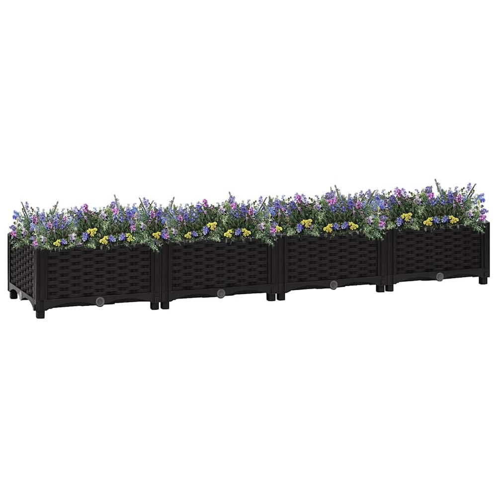 Grand bac de plantation xxl 160x40 cm polypropylène pour jardin moderne noir