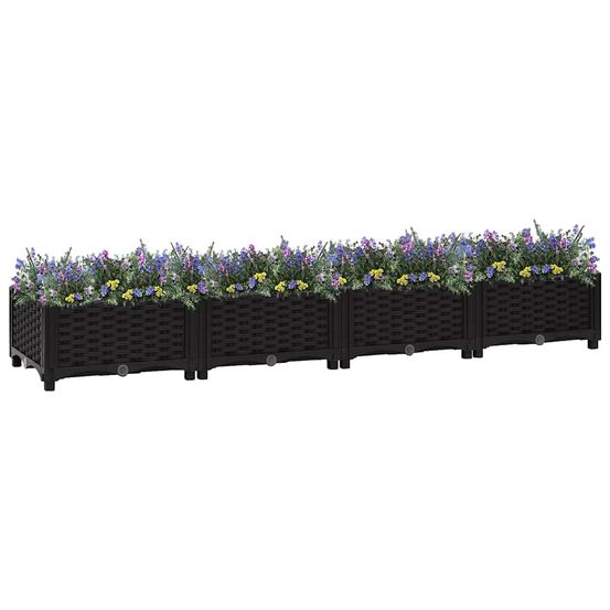 Grand bac de plantation xxl 160x40 cm polypropylène pour jardin moderne noir
