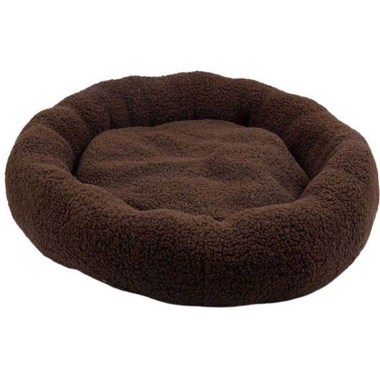 Panier en bouclette rond 80 cm marron foncé
