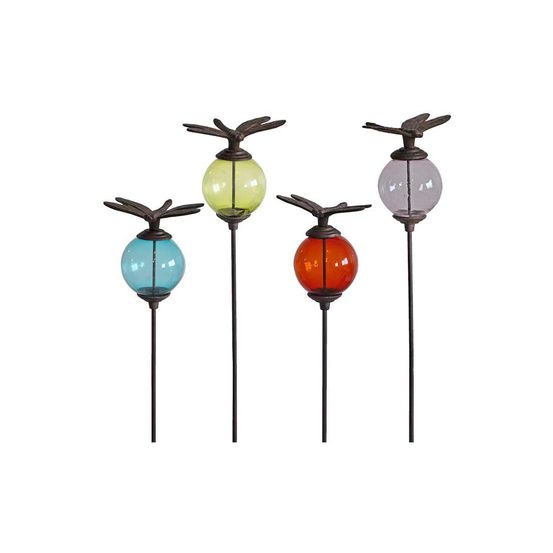 Set de 4 tuteurs boules colorées animaux libellules