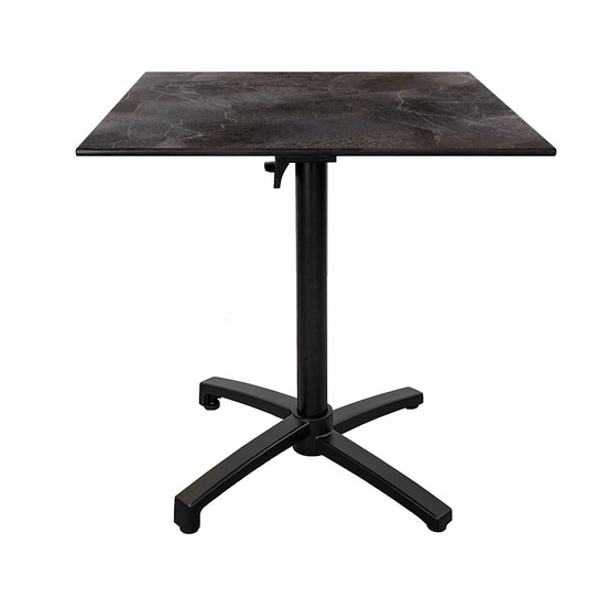 Restootab - table pliable pour terrasse en compact hpl décor dark 70x70