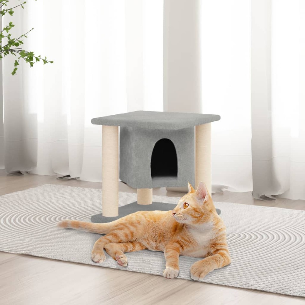 Arbre à chat avec griffoirs en sisal gris clair 37 cm