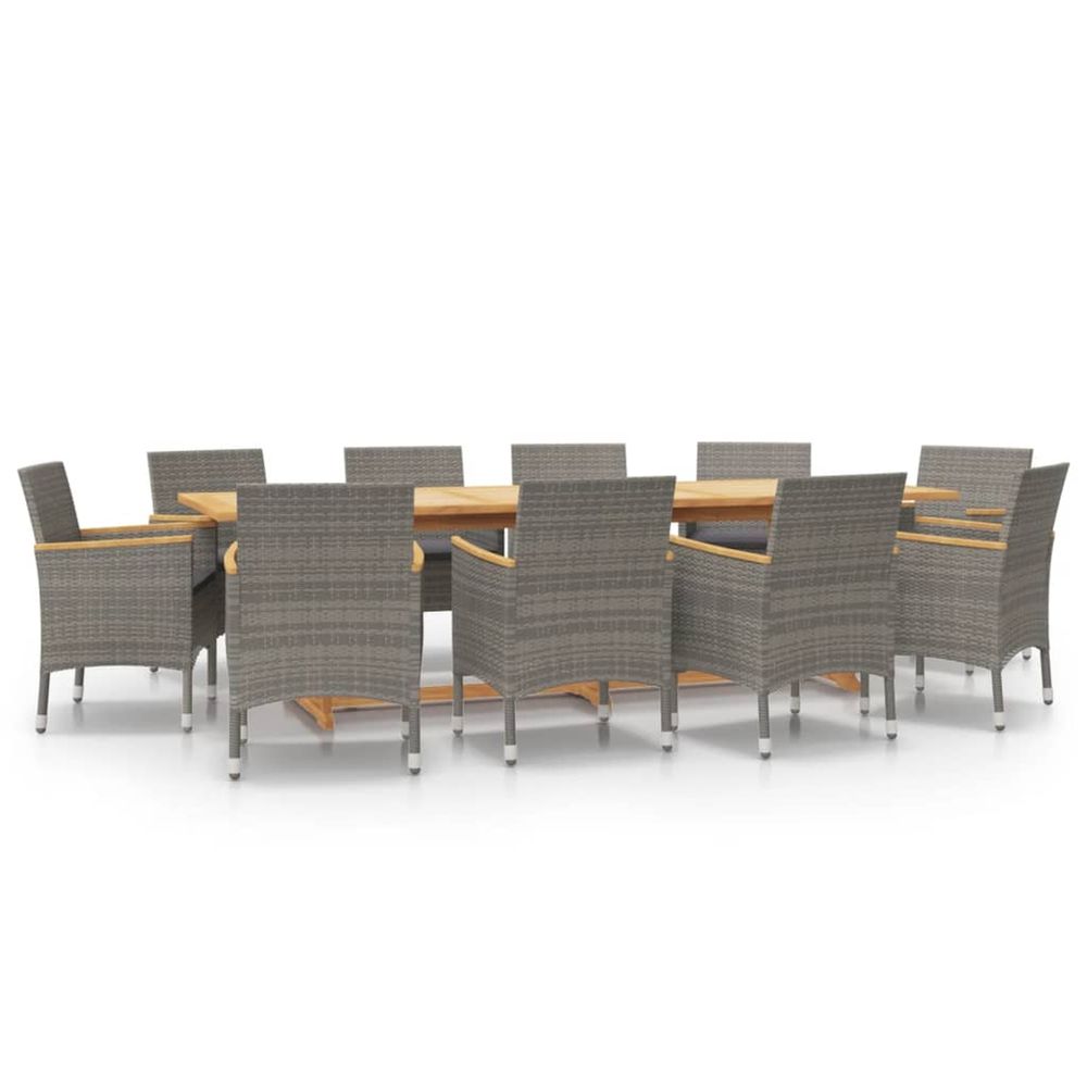 Ensemble à manger de jardin 11 pcs avec coussins gris
