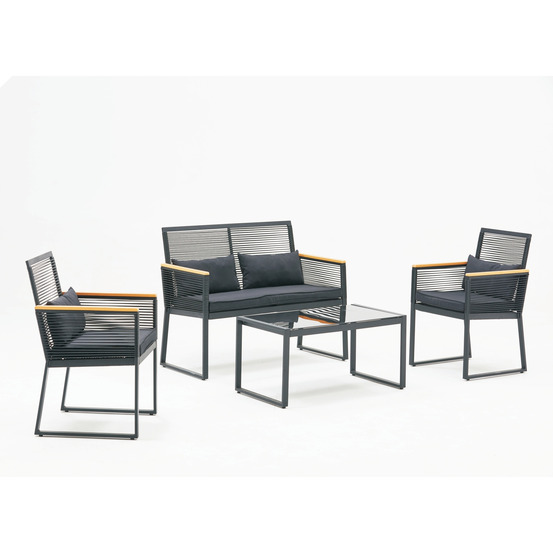 Salon jardin bas noir bois mihata