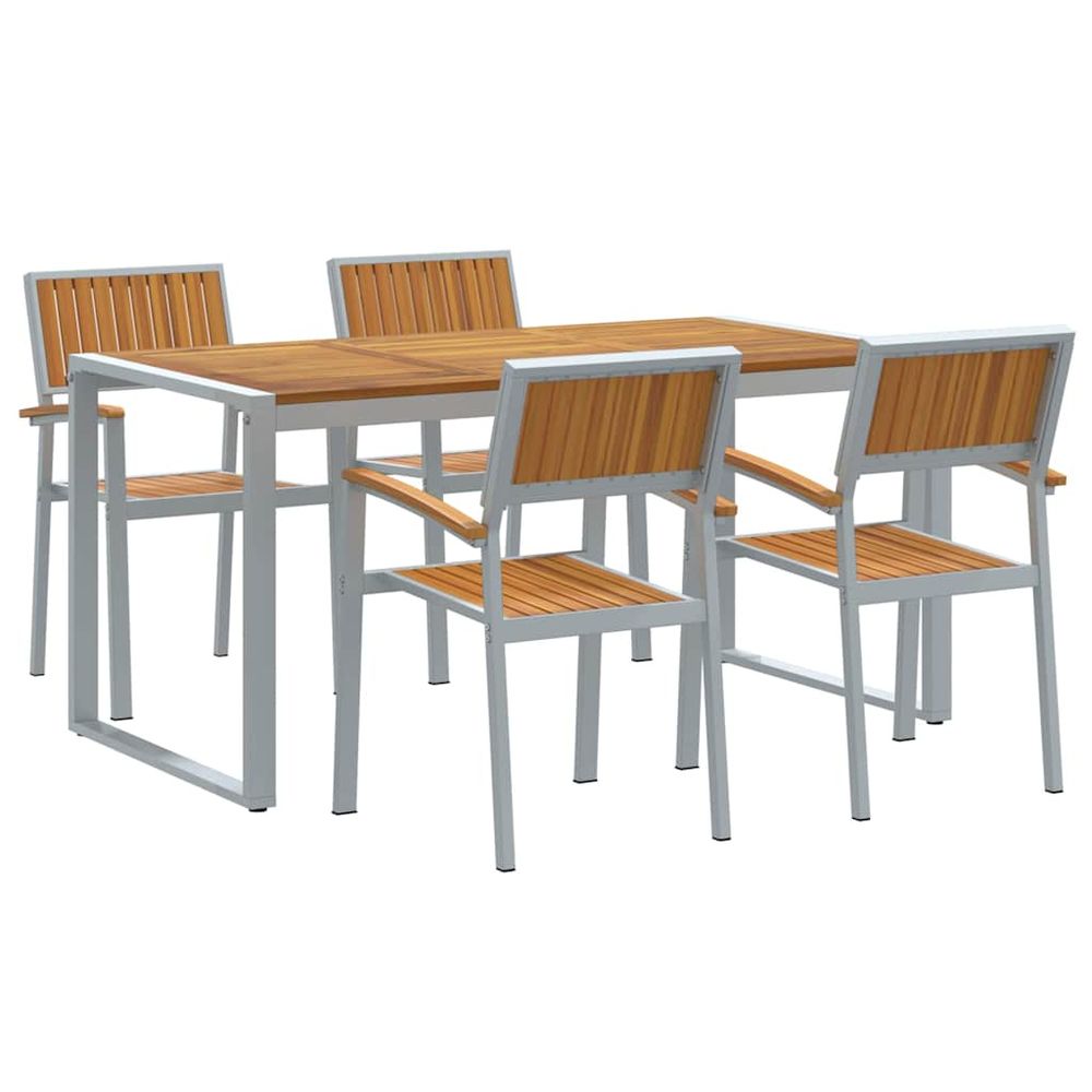 Ensemble de salle à manger pour jardin 5 pc gris