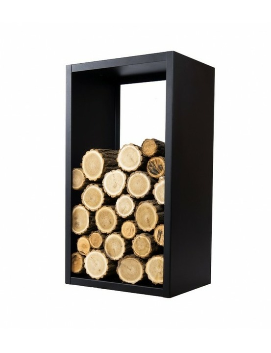 Range bûches rectangulaire elo en acier noir 45x30x80 cm