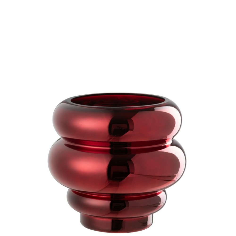 Vase ou photophore en verre rouge 20x20x20 cm