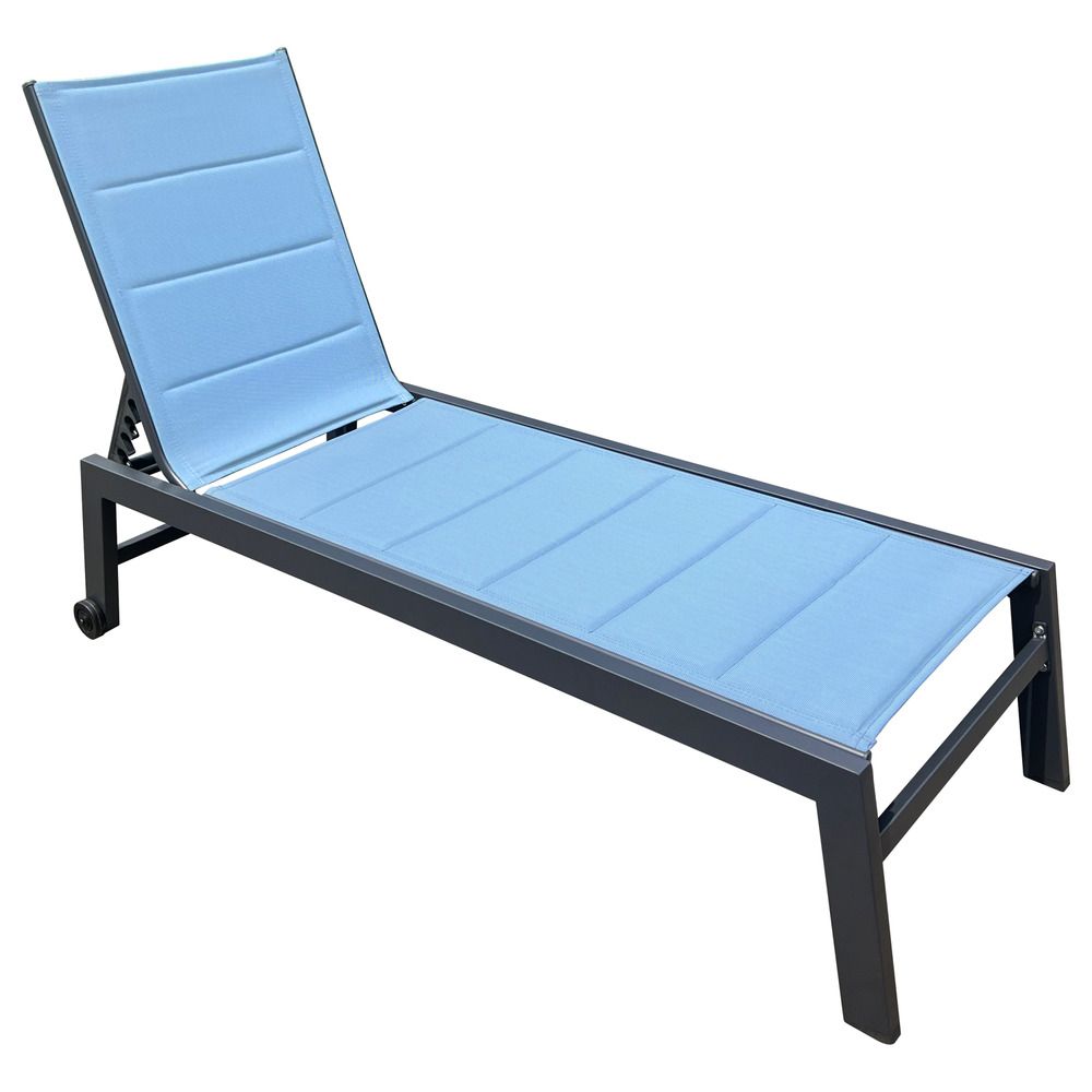 Bain de soleil barbados en textilène bleu gris - aluminium anthracite