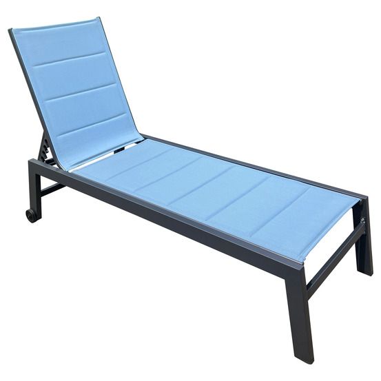 Bain de soleil barbados en textilène bleu gris - aluminium anthracite