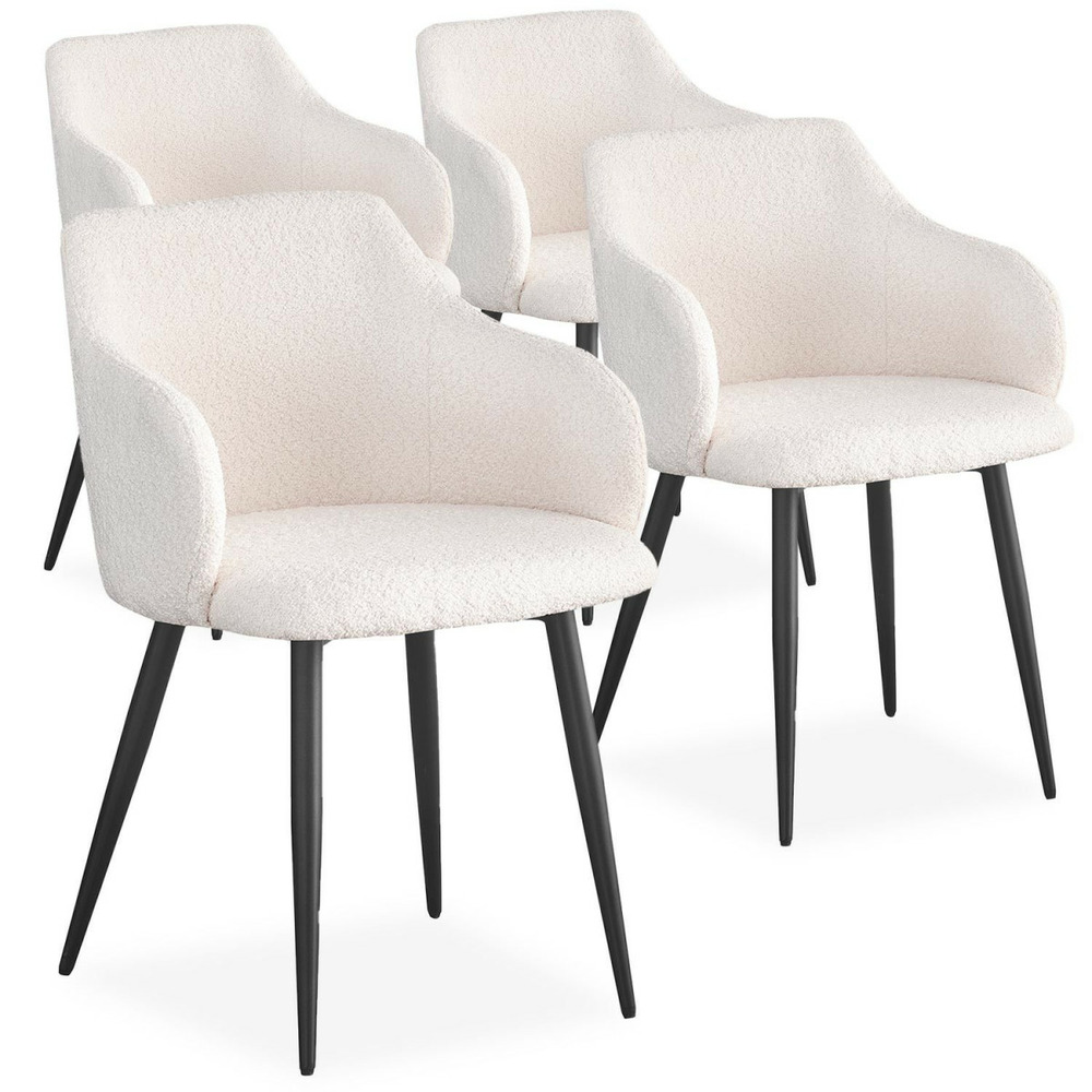 Lot de 4 chaises tissu bouclette 
