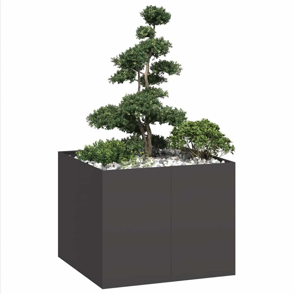 Très haut potager carré acier noir pour jardin 100x100x80 cm