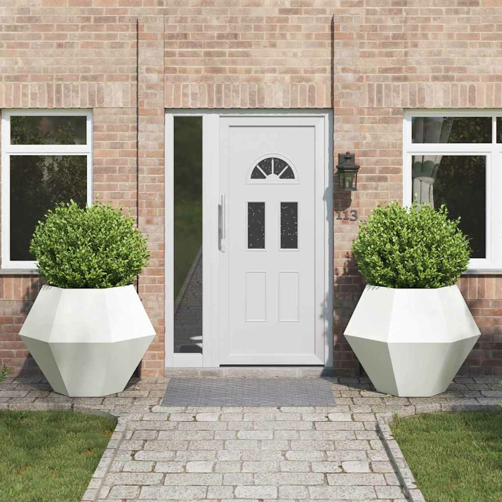 Jardinière 2 pcs blanc 100 x 100 x 80 cm acier