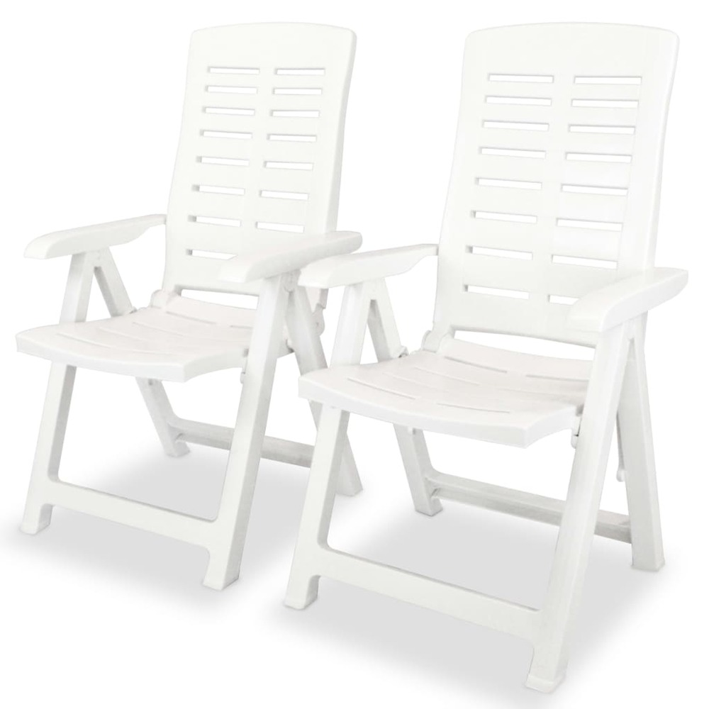 Lot de 2 chaises inclinables de jardin plastique blanc