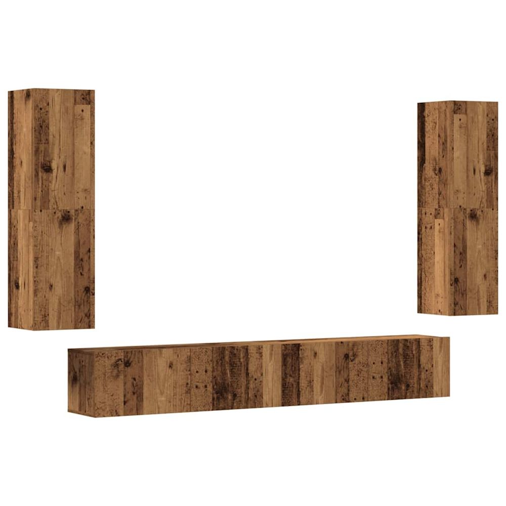 Meubles tv muraux 4 pcs vieux bois bois d'ingénierie