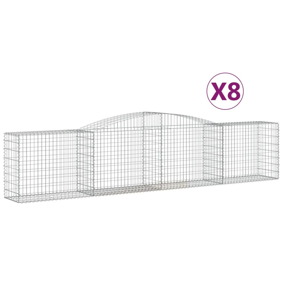 Paniers à gabions arqués 8 pcs 400x50x80/100 cm fer galvanisé