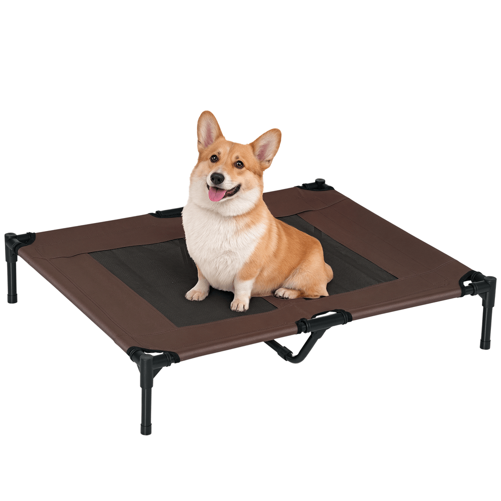 Lit surélevé pour chien oxford 600d 92x76x18 cm marron intérieur extérieur respirant - comfortxl outdoor living
