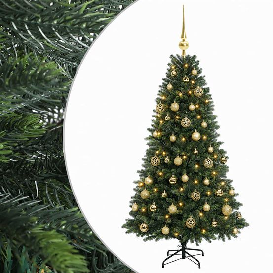 Arbre de noël artificiel avec boule 120 cm 150 led blanc chaud