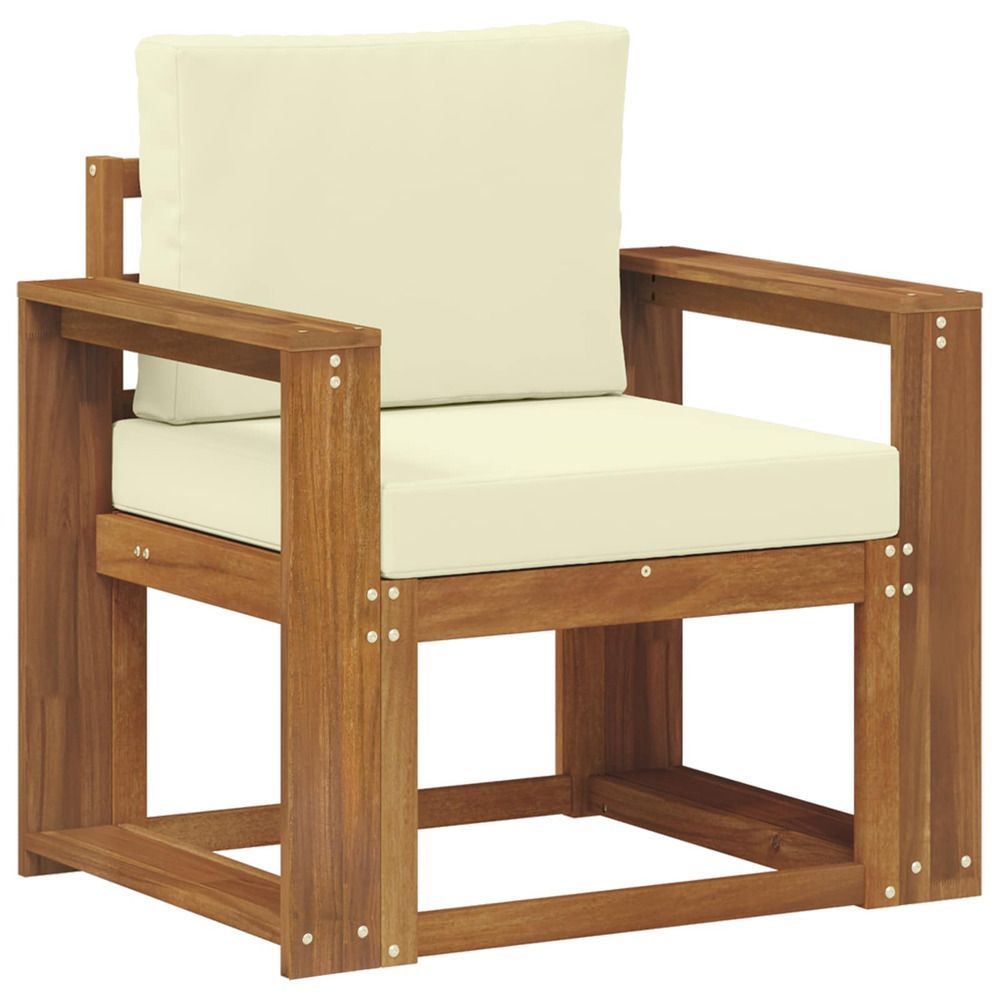 Canapé d’extérieur bois d'acacia massif et polyester naturel