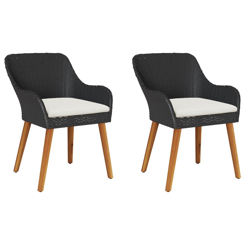 Chaise de jardin 2 pc noir polyrotin