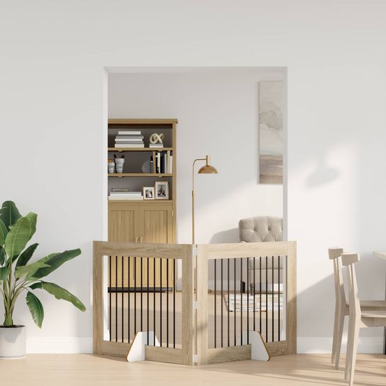 Barrière pour chien bois ingénierie intérieur pliable modulable 200cm chêne sonoma