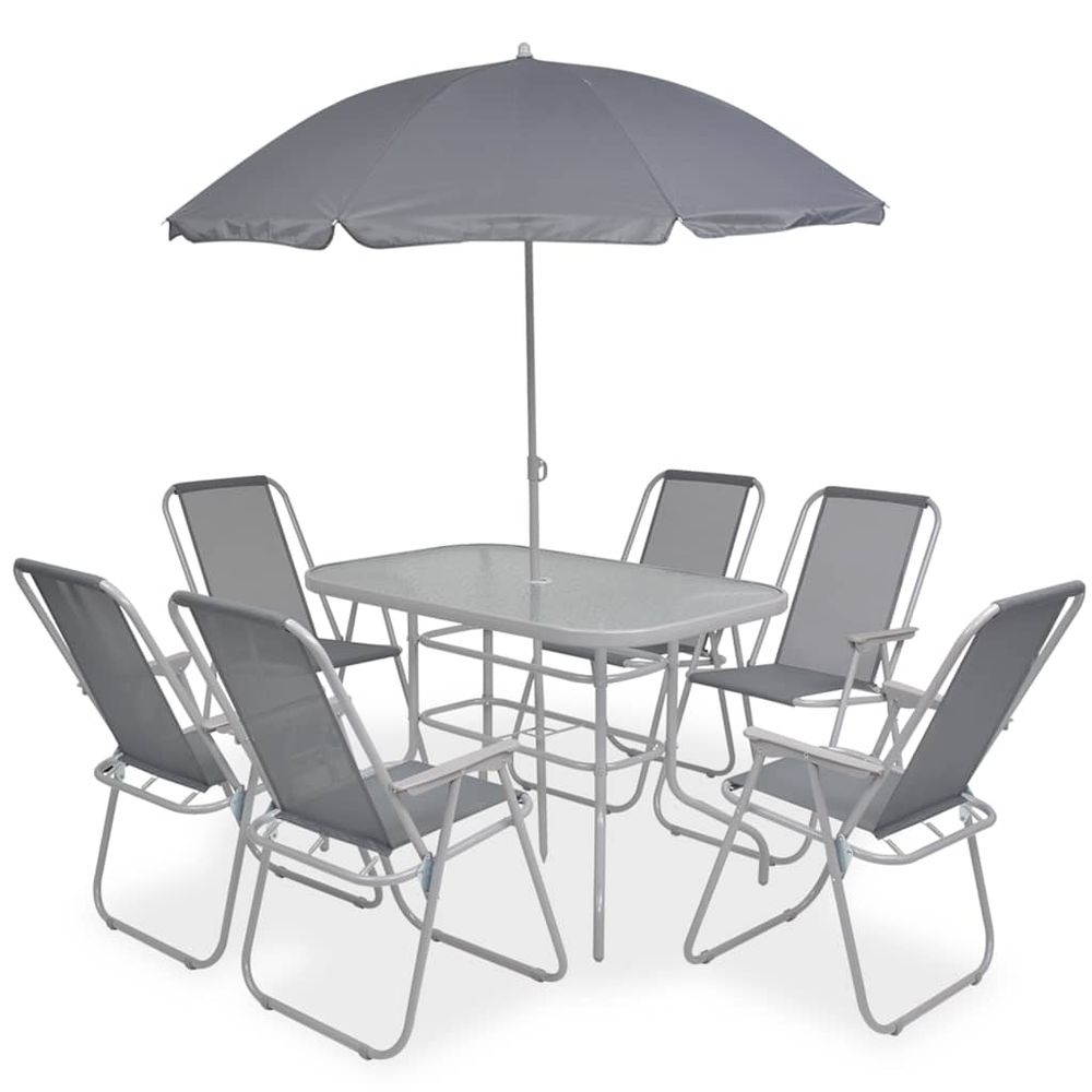 Ensemble à manger d'extérieur 8 pcs acier et textilène gris