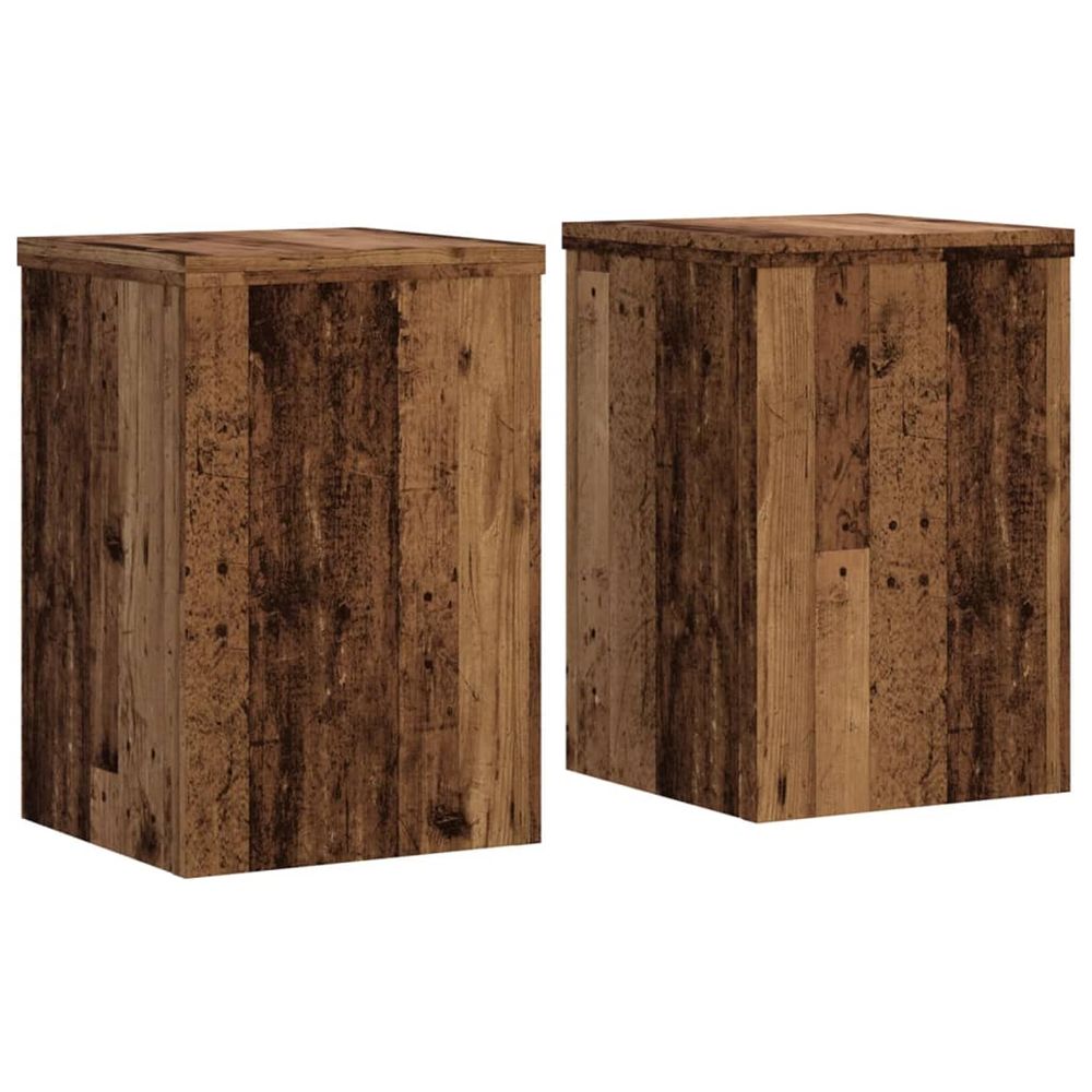Support de plante 2 pièces bois ancien 20 x 20 x 30 cm