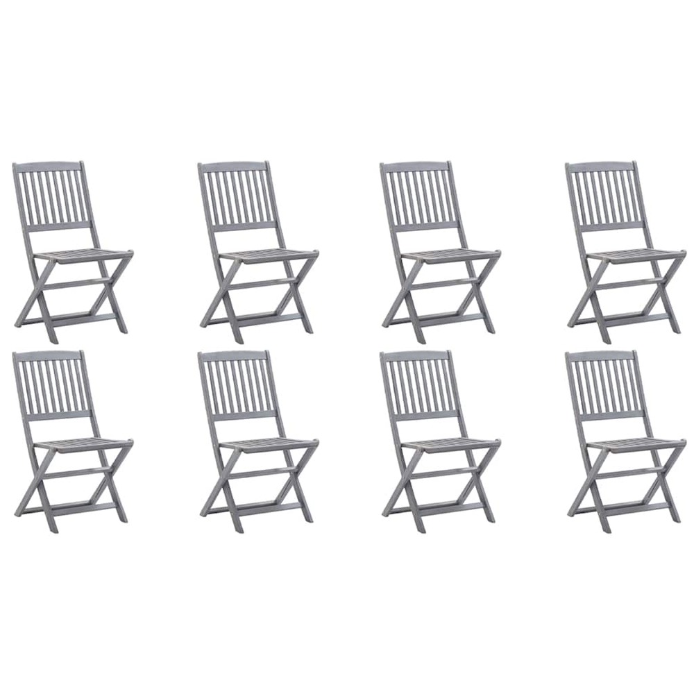 Chaises pliables d'extérieur lot de 8 et coussins bois d'acacia