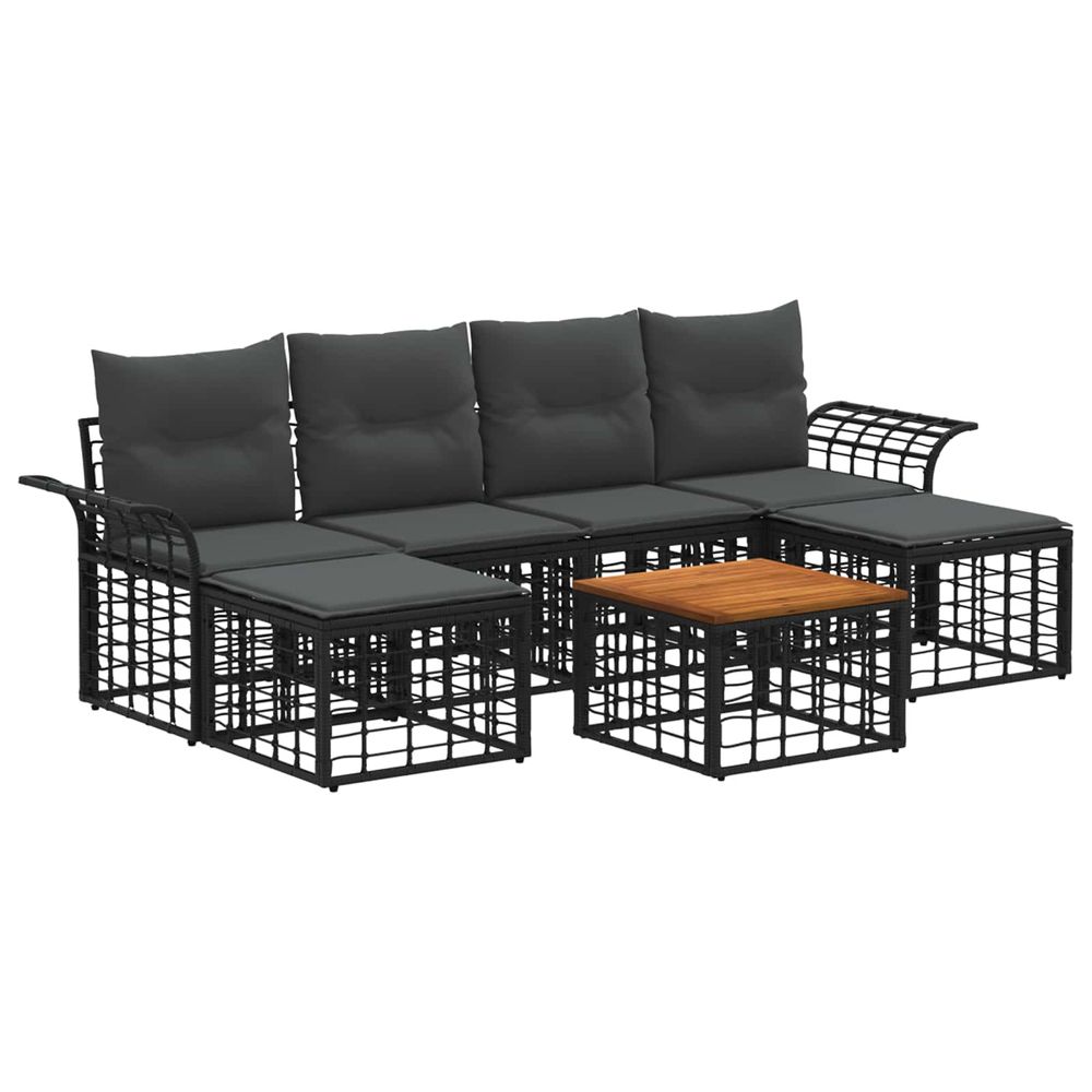 Ensemble de canapés d'extérieur 7 pc noir et gris foncé