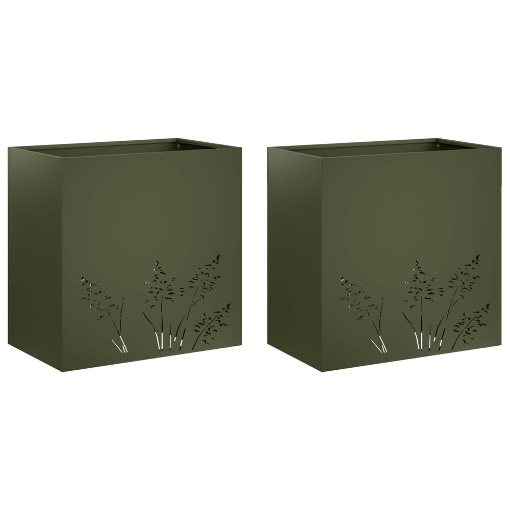 Cache-pot de jardin 2 pc vert olive 50 x 30 x 49 cm